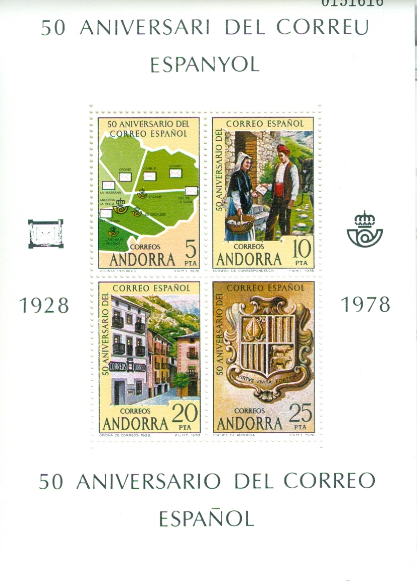 Andorra spanische Post Block 1 + 2 postfrisch Nr. 111-14 + 195-96