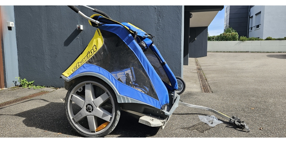 Thule Chariot Compfort Zweisitzer Fahrradanhänger blau gelb