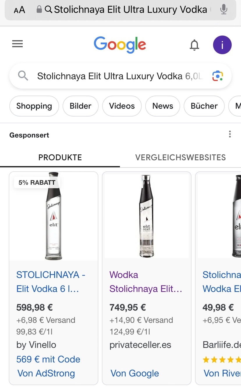 Stolichnaya Elit Ultra Luxury Vodka 6,0L