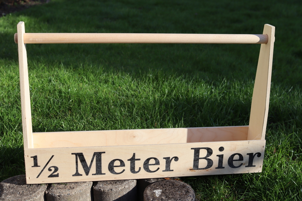 Verkaufe Bierträger aus Holz Meter Bier , Breite 52 cm, Höhe 33,2 cm
