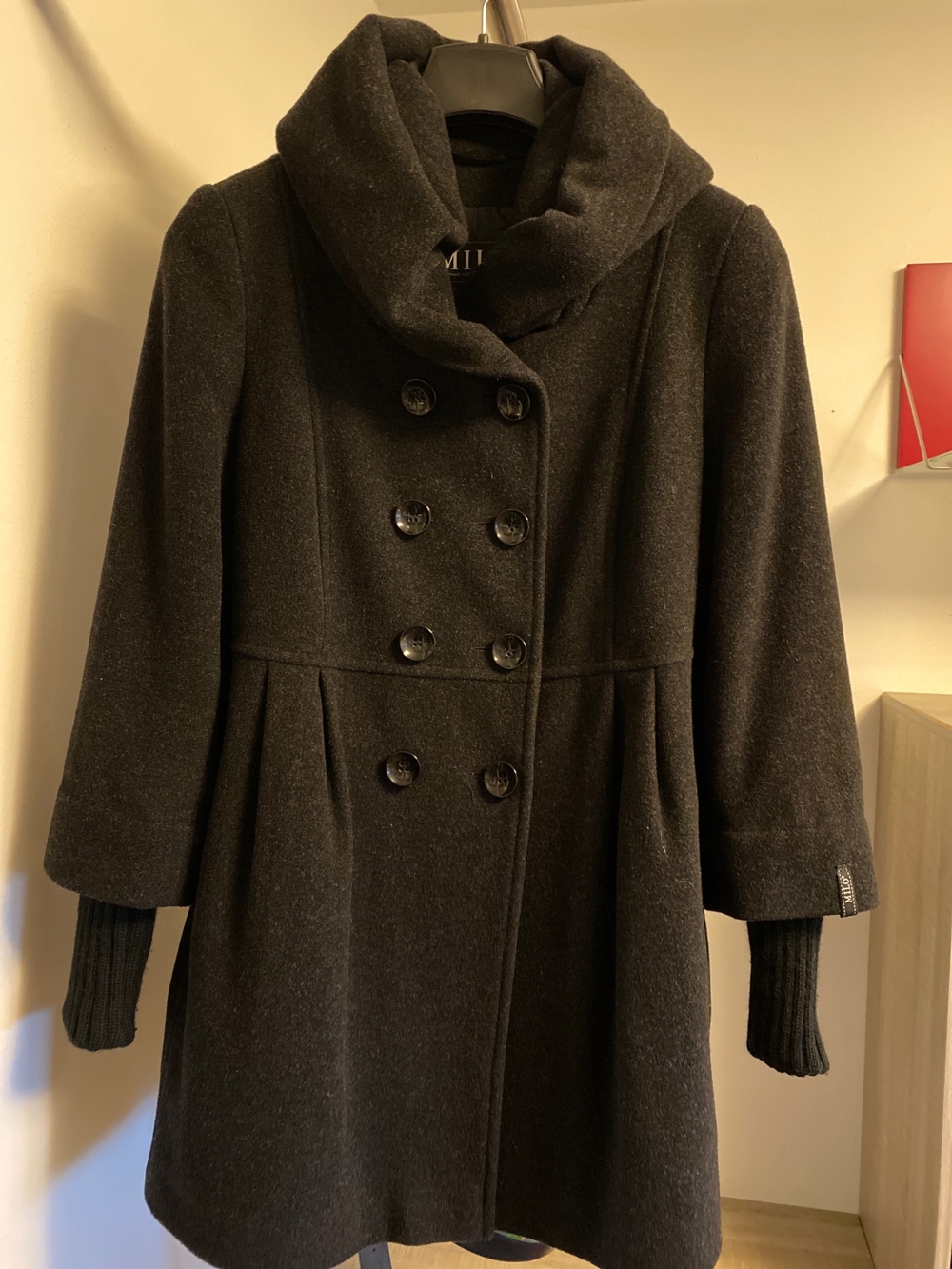 Wolmantel von MILO, dunkel grau, Große 38