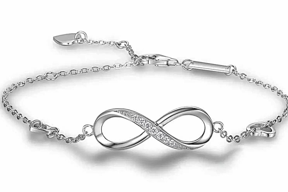 Damen Armband Silber 925 Unendlichkeit Infinity mit Herz Armkette Armreif Kette
