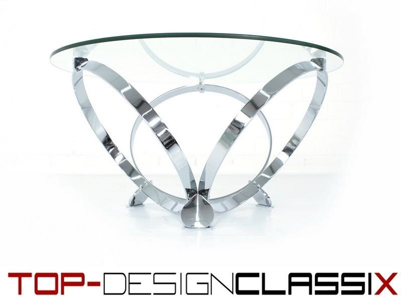 fast neu! Knut Hesterberg Space-Age Chrom Couchtisch Glastisch