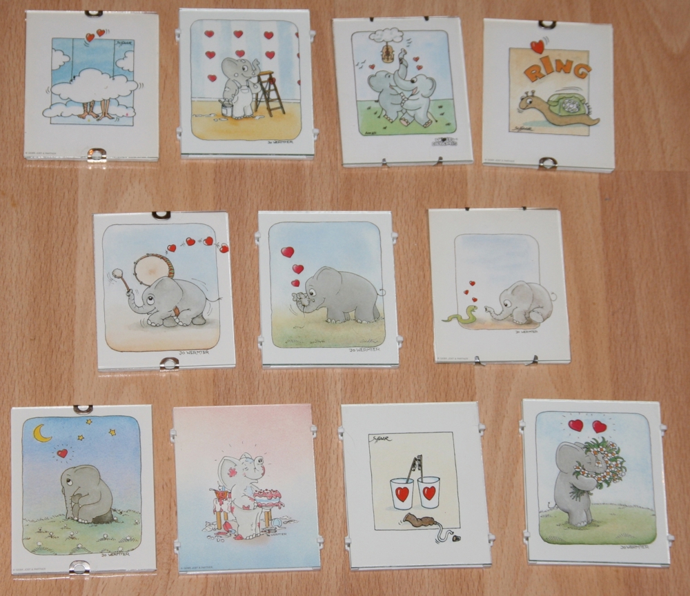 Kleine Bilder - 8 x 6,5 cm - Elefant - Herz - Kinderzimmer