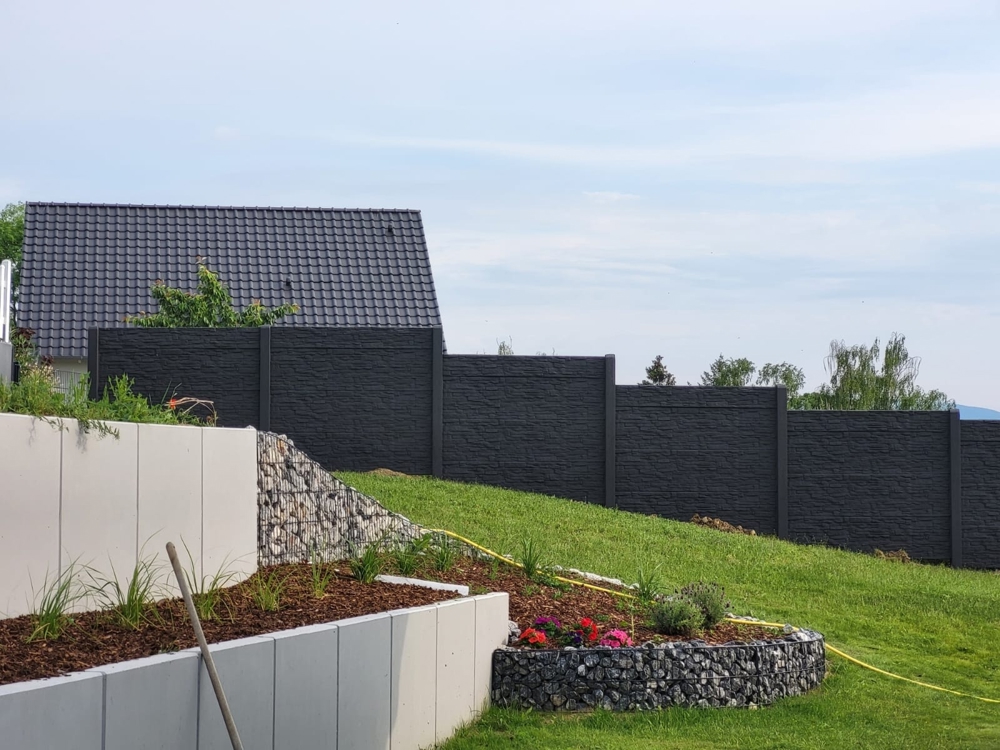Moderner Betonzaune Sichtschutz Zaun Doppelstabmattern Zaunbau