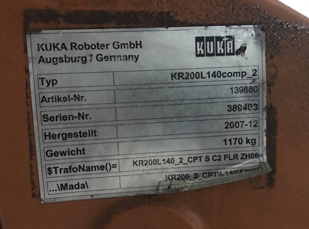 KUKA Roboter KRC2 ed05 Kr200, KR200L140comp_2 Baujahr 2007-12