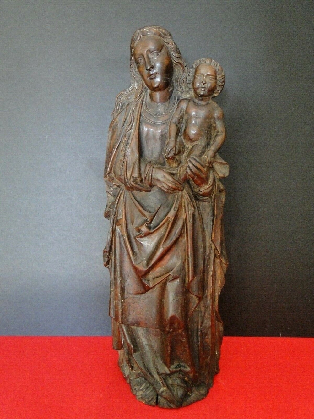 Gotische Madonna mit Kind 17.-18. Jhd Holz geschnitzt