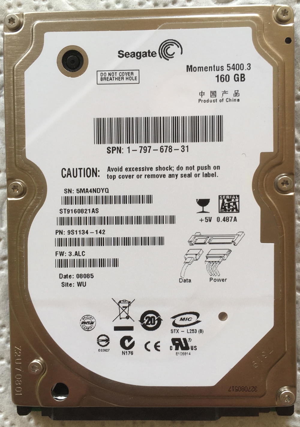 Notebook-HDD Seagate Momentus 5400.3 160GB (ST9160821AS)