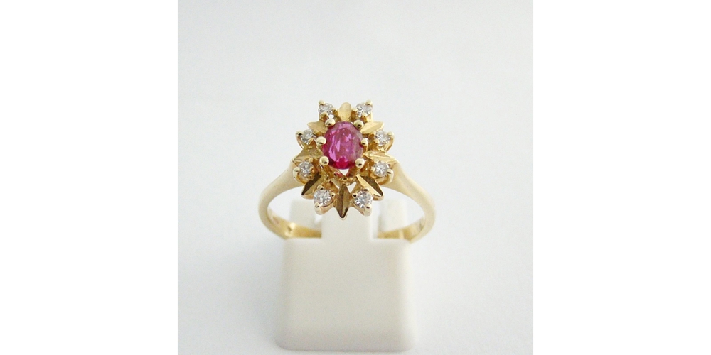Ring Gelbgold Brillant Rubin Edelstein Diamant 585er / 14 kt