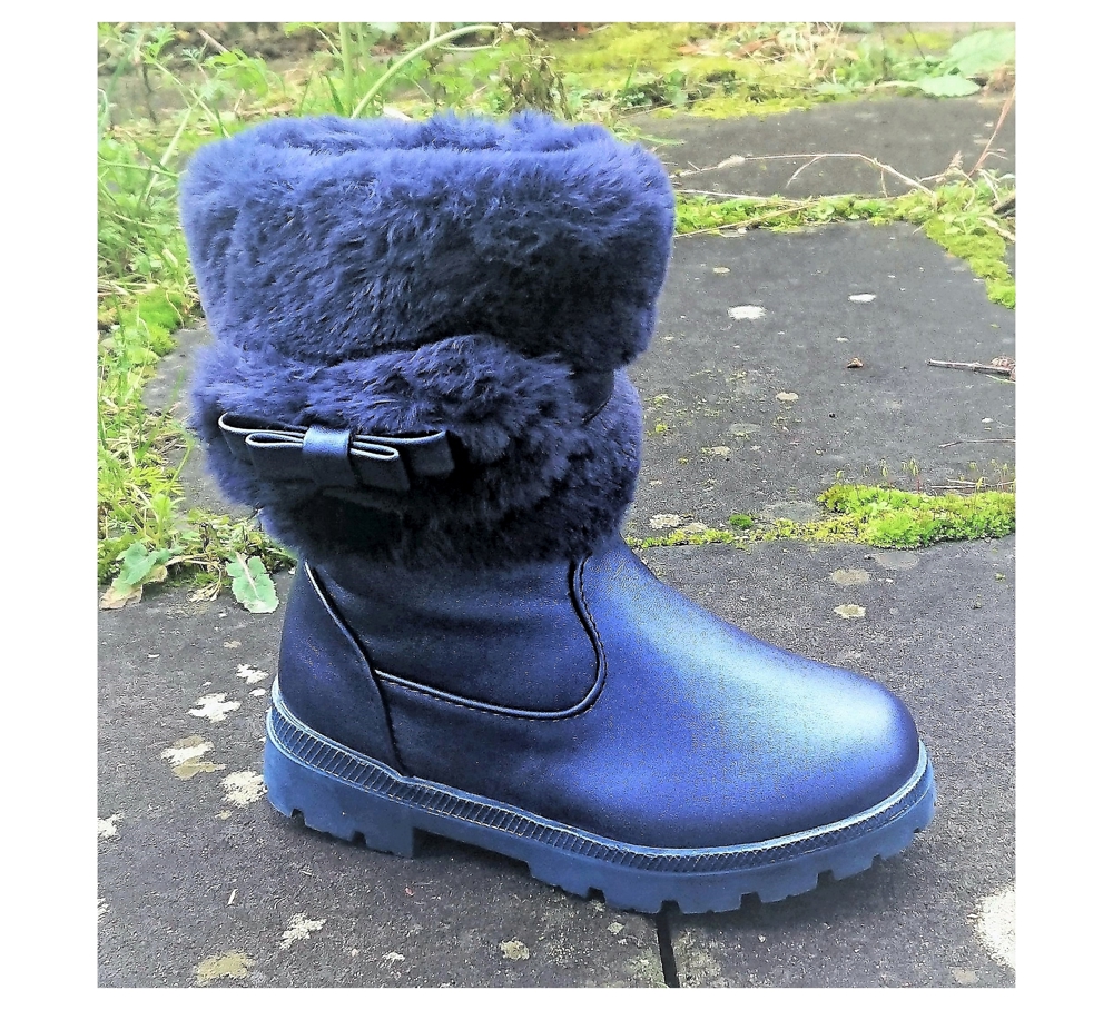 Gr. 31, gefütterte Winter Stiefel / Snow Boots, dkl.-blau, glänzend