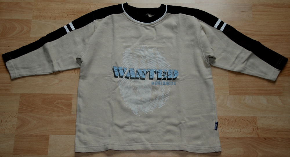 Helles Sweat-Shirt - Größe 116 - Pullover - "Wanted Worldwide"