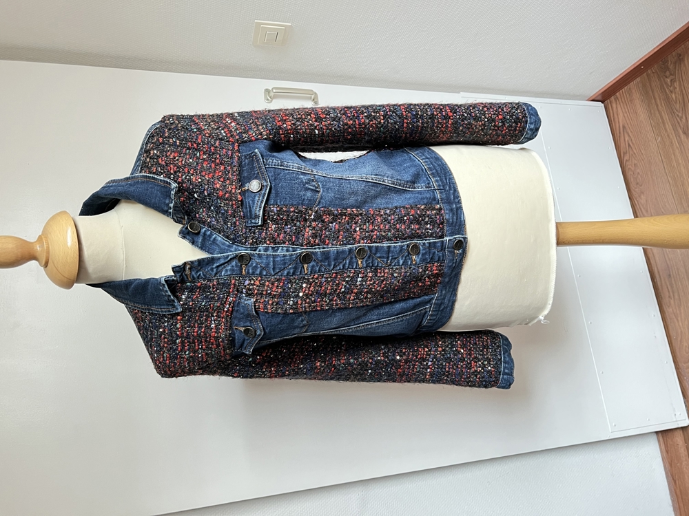Damen Jeans Jacke von DESIGUAL blau / rot grosse 38