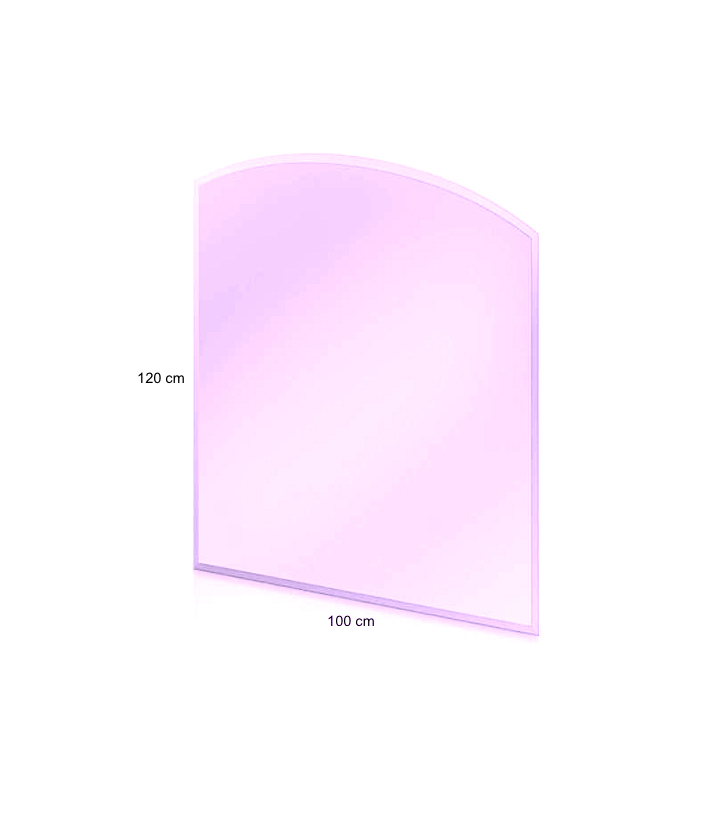 Funkenschutzplatte Glas, 120 x 100 cm, vorne abgerundet, neu