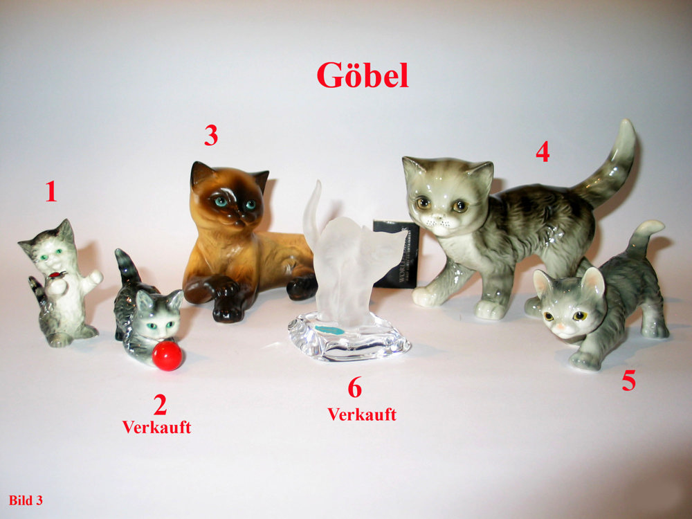 Katzenfiguren, Porzellan Figur, Sammlung, Keramik, Glas, Metall.