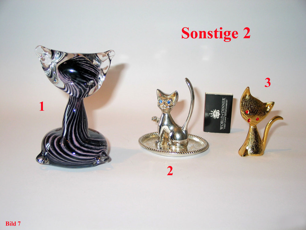 Katzenfiguren, Glas Figur, Sammlung, Glas, Metall.