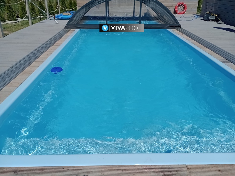 GFK Pool Verona 8,9x3,7 Dach Wärmepumpe Gegenstronanlage -5% Vivapool