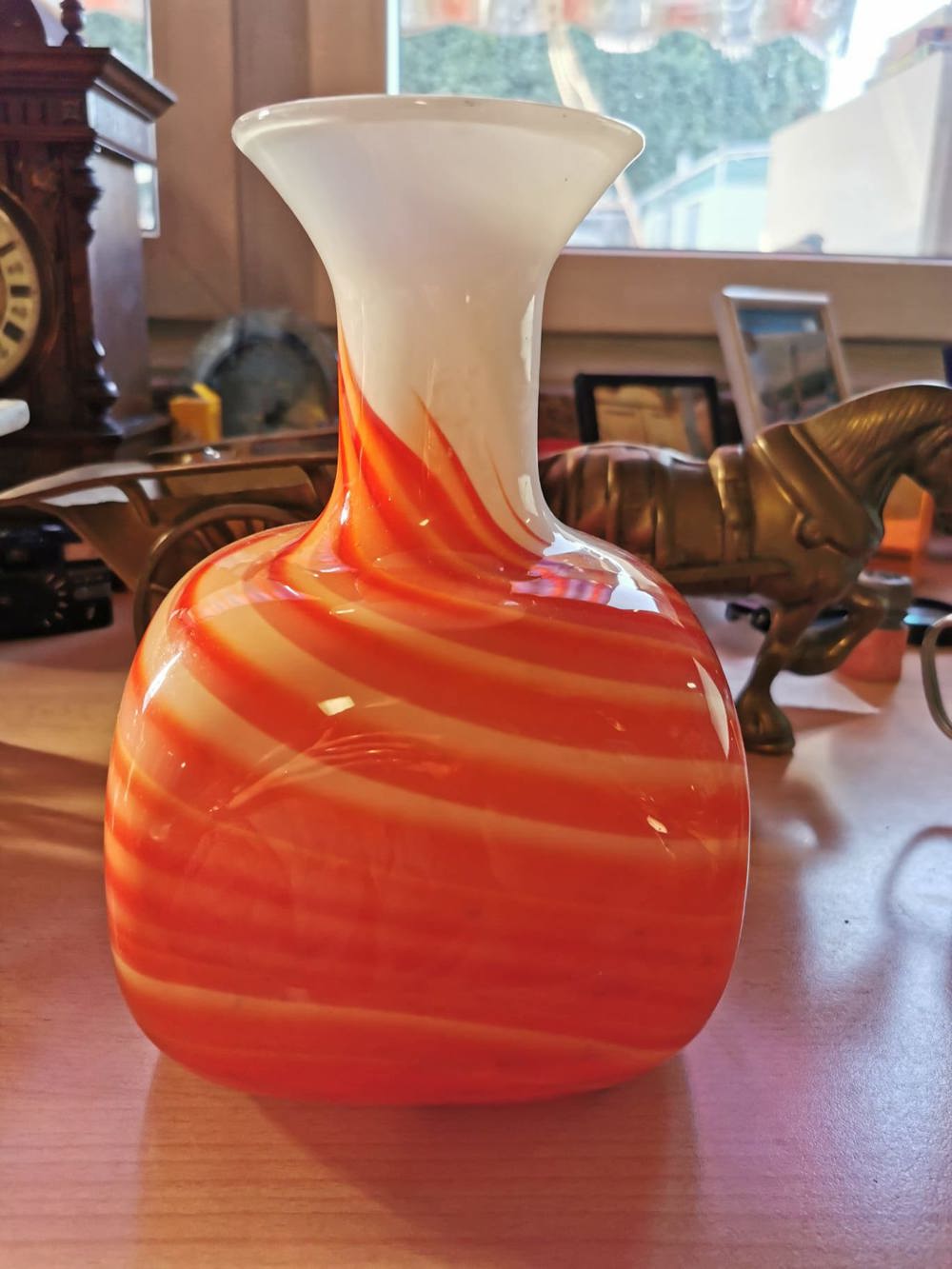 Große Vintage Pop Art Vase Opaline Florence 1970