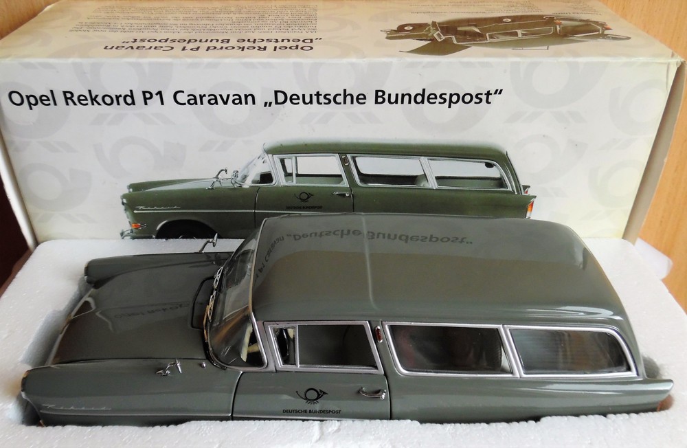  Opel Rekord P1 Caravan grau DEUTSCHE BUNDESPOST Minichamps Modell OVP 1:18