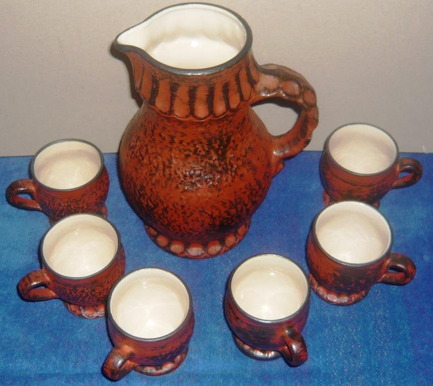Keramik Set Krug m. 6 Tassen Dümler & Breiden top erhalten Deko