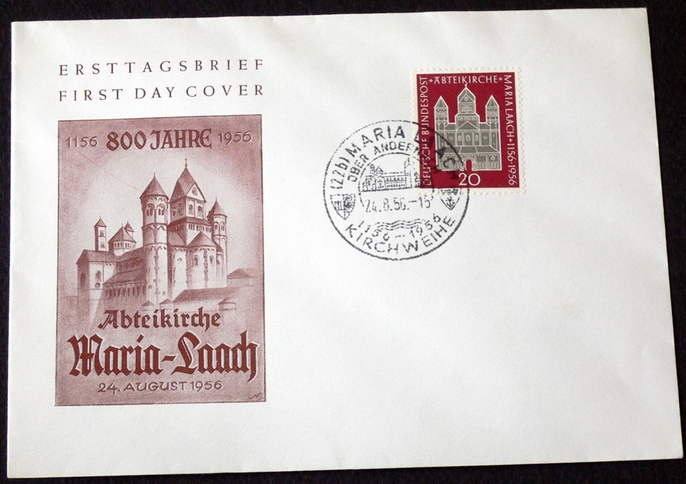 Briefmarken: BRD 1956 FDC Abteikirche Maria Laach