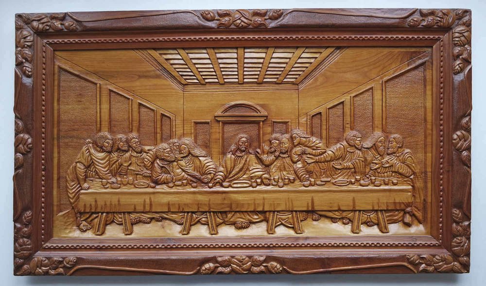 Das letzte Abendmahl, Leonardo da Vinci, Holzschnitzerei, Kunst, handgefertigt, einzigartig