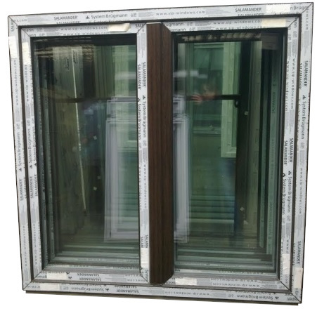 Kunststofffenster, neu 140x140 cm (bxh) 2-flg Mooreiche