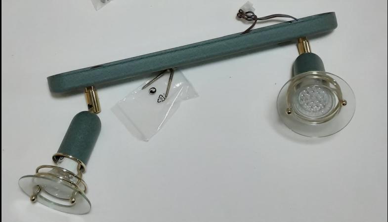 Wandstrahler bzw. Deckenstrahler zweiflammig - grün-metallic, inkl. LED-Lampen