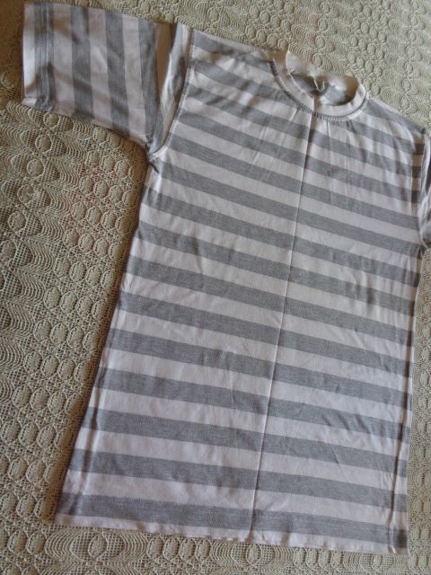 #Vintage Shirt, Longshirt, Gr. 36 38 bzw. ca. Gr. S M, grau weiß