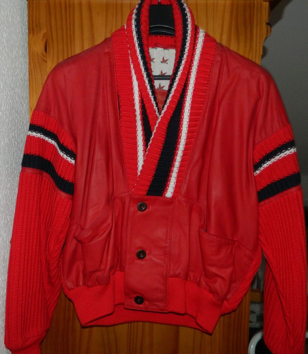 Lederjacke rot, Gr. 50 DIKARPA, Uncle Sam Lederjacke
