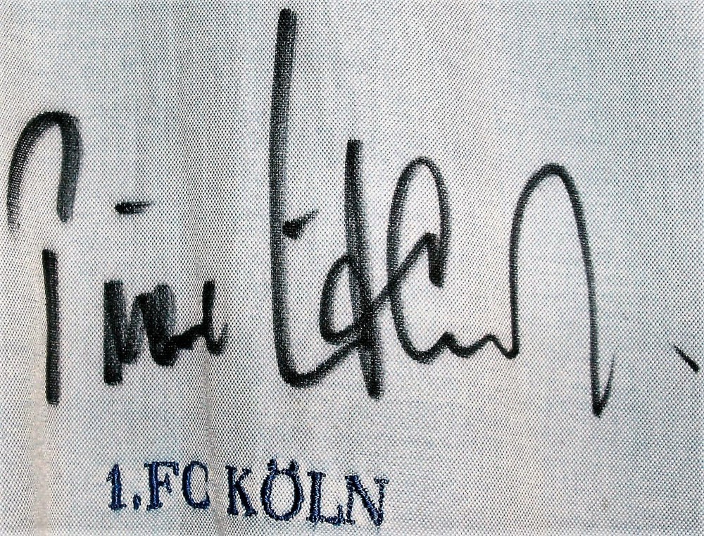  1.FC Köln original Banketthemd von Pierre Littbarski original signiert Jacques Britt Gr. L