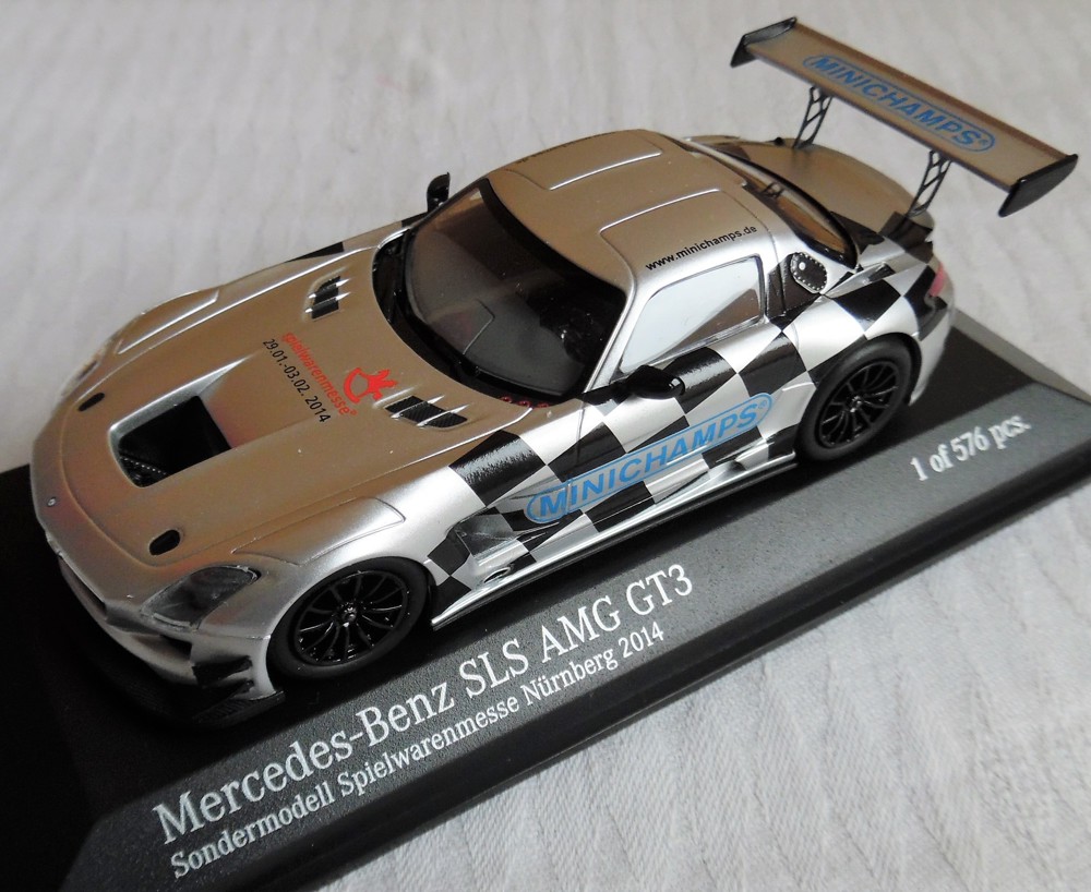  Mercedes-Benz SLS AMG GT3 Promo Modell Spielwarenmesse Toy Fair 2014 Minichamps OVP 1:43