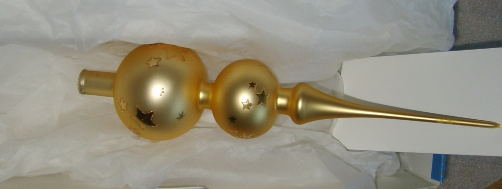 DP Lauscha Glas Creation Christbaumspitze Sternchendesign Spitze f. Weihnachtsbaum m Blattgold 32cm 