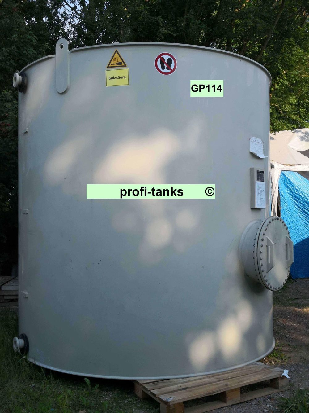 P114 gebrauchter 16.300L PP-H-Tank chemikalienbeständig Lagertank Rapsöl Gülle Flüssigfutter Wasser