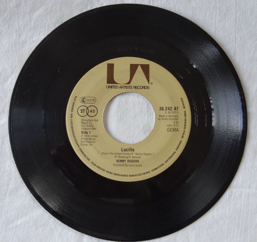 B Single oH Kenny Rogers Lucille TILL I GET IT RIGHT UAR 36242 1976 Schallplatte Oldie Vinyl