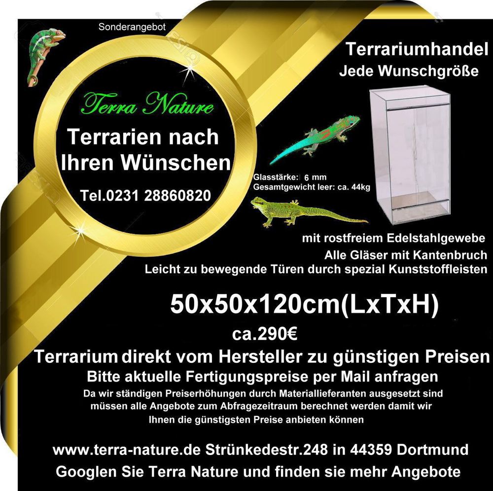 Terrarium : 60x60x150 cm, (LxTxH)