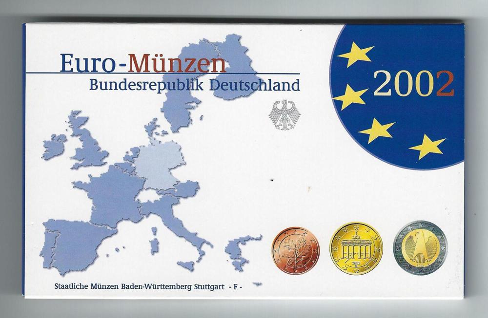 Original KMS 2002 PP VfS  F  Stuttgart Deutschland Euro Münzen