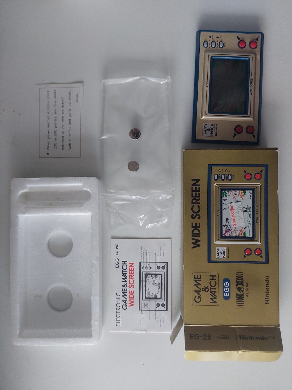 Nintendo Game & Watch EGG Spiel. EG-26 1981 mit Box, Anleitung, FUNKTION, NEUWERTIG