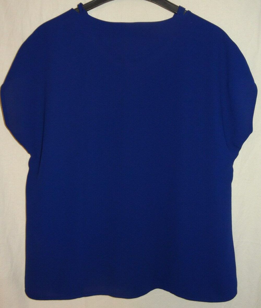 KA Bluse Tunika Gr. 44 Blau Polyester Sommerbluse ärmellos kaum getragen einwandfrei Damenbluse