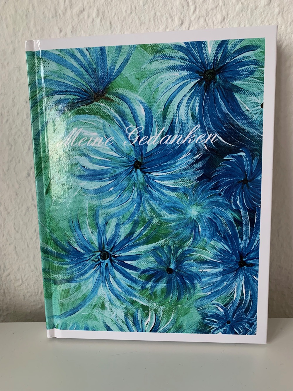 Einzigartiges künstlerisches Notizbuch in Blau und Pink