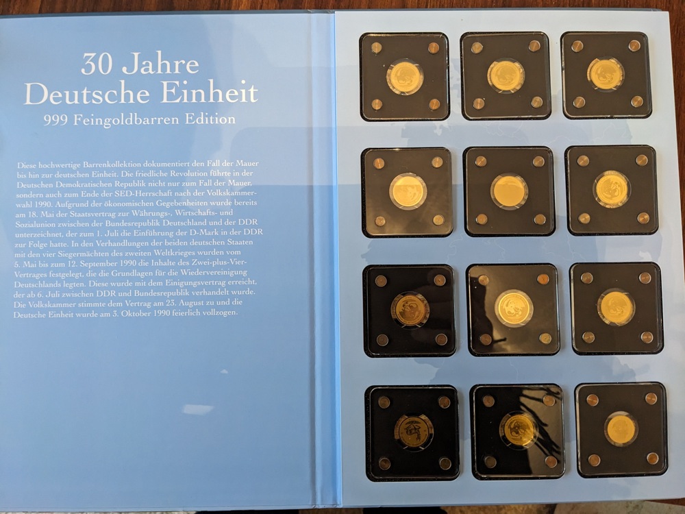 24 Stück 999er Feingoldbarren Edition Deutsche Einheit