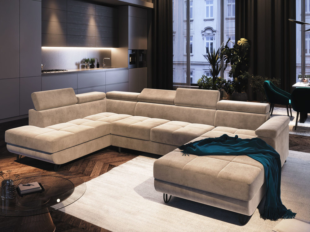 Ecksofa mit Schlaffunktion   Sofa-Form- U   Couch   Wohnzimmer