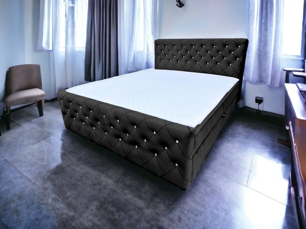 Boxpringbett  Kontinentales Bett  Schlafzimmerbett mit Bettkästen