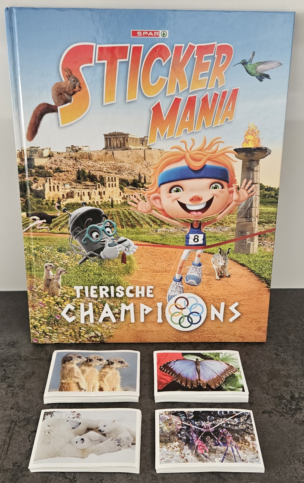 SPAR STICKERMANIA "Tierische Champions"  Album plus sämtl. Sticker (Nr. 1-200) zum selbst Einkleben