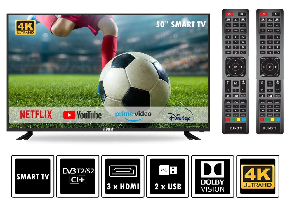 50" Smart TV Fernseher DVB-T2 S2 ELT50DE910B 4K UltraHD
