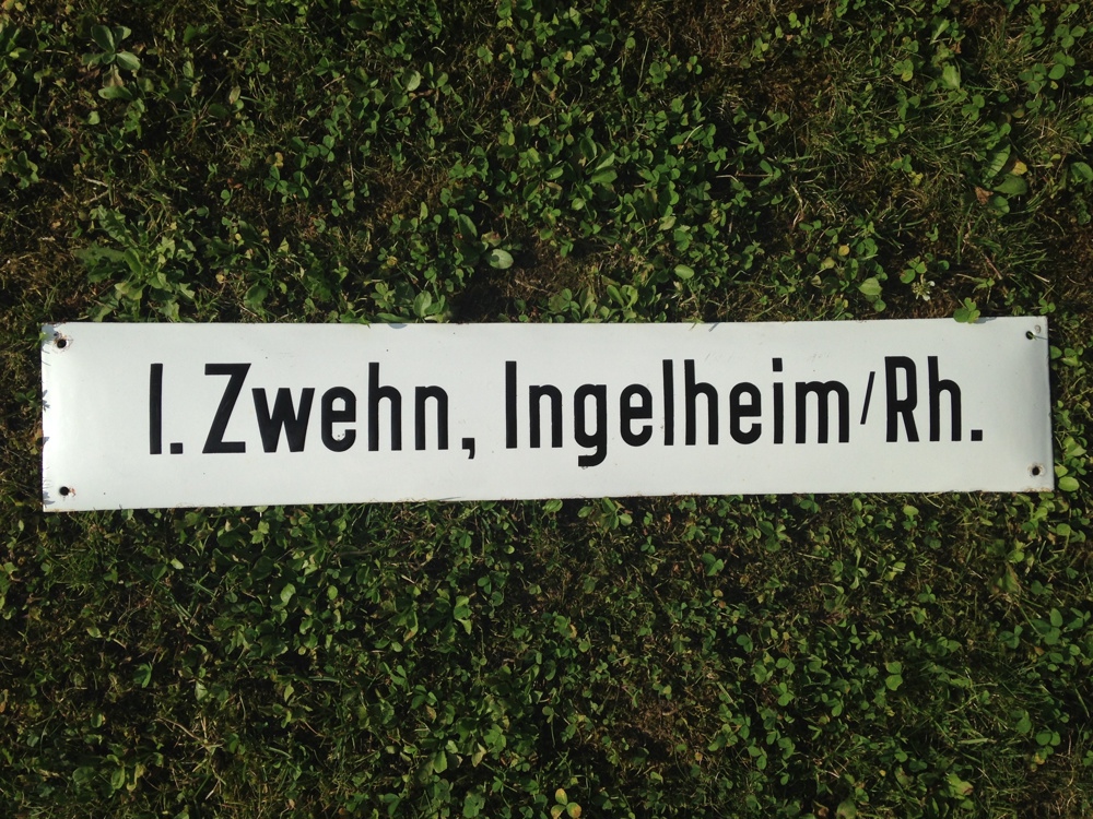 Emaille,Emailschild; I. Zwehn, Ingelheim
