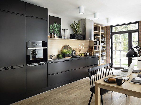     einbauküche  küchenzeile senso biatrice schwarz  supermatt 240 cm