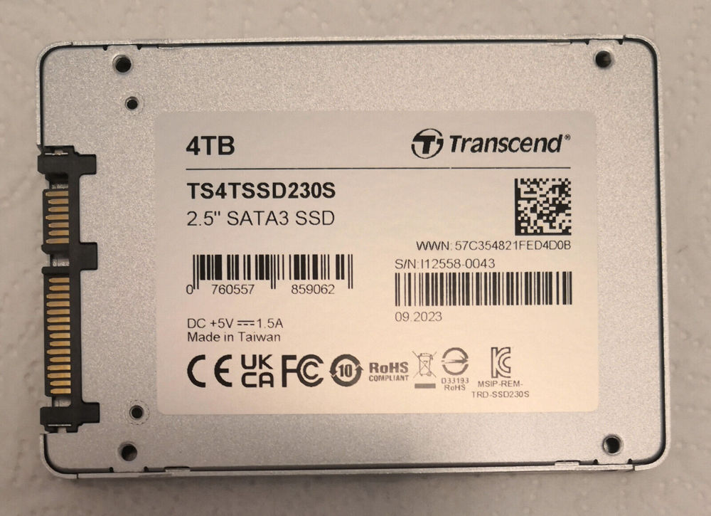 Transcend SSD230S 4TB 2,5 Zoll SATA III Interne SSD (TS4TSSD230S) Restgarantie