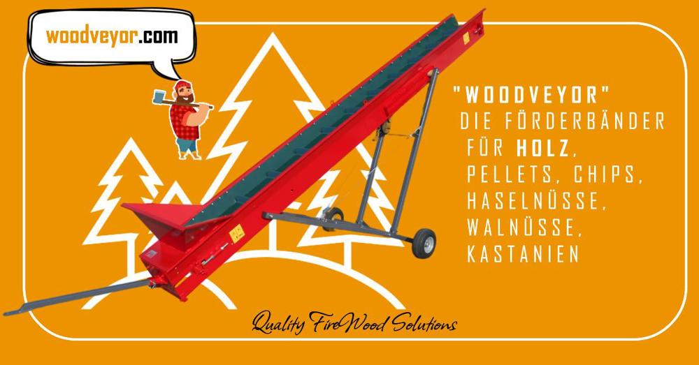 Woodveyor das förderband für brennholz, pellets, chips