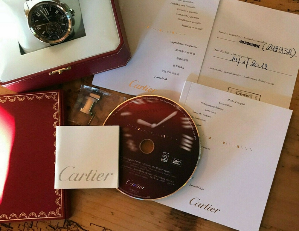 Cartier Calibre, original Papiere & Box (Fullset),1a Zustand, 42mm, Stahlband