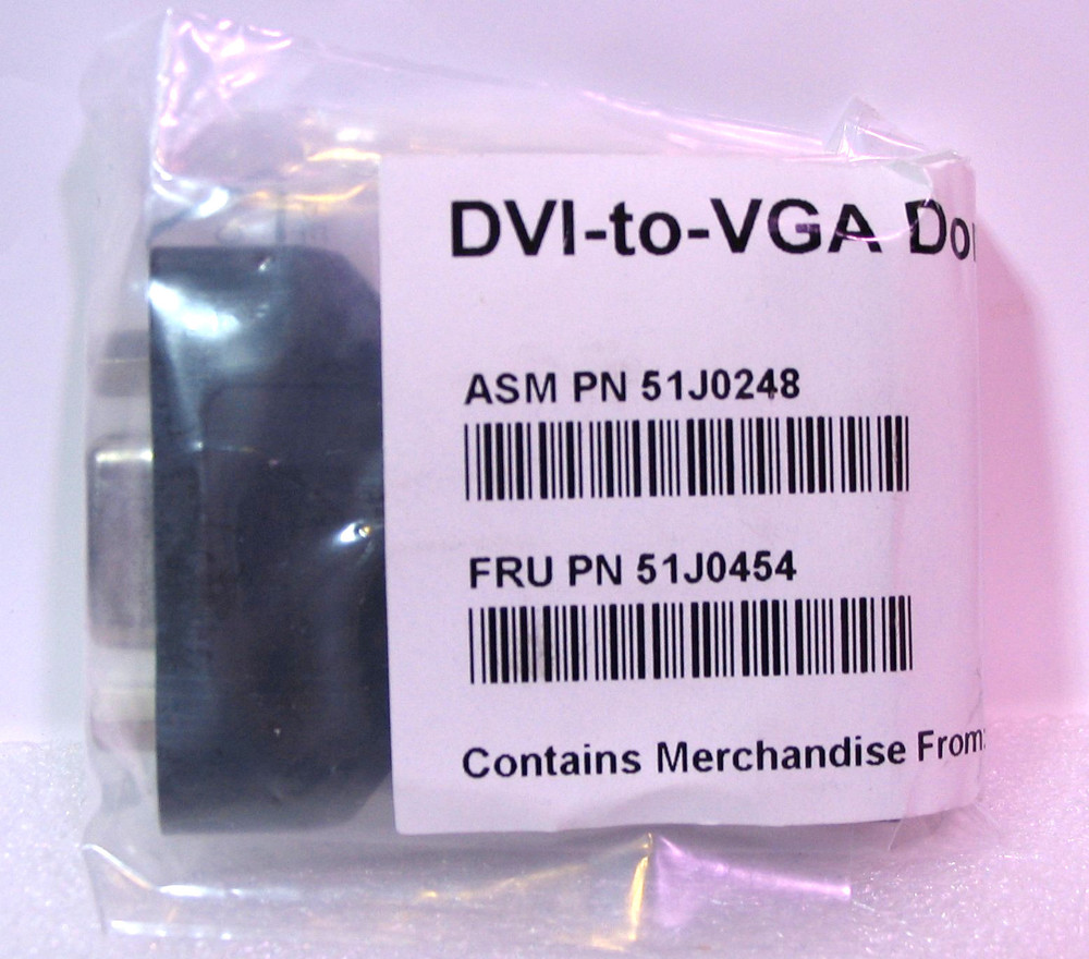 DVI-to-VGA Dongle - Adapter Stecker - PN 51J0248   51J0454 - NEU + OVP